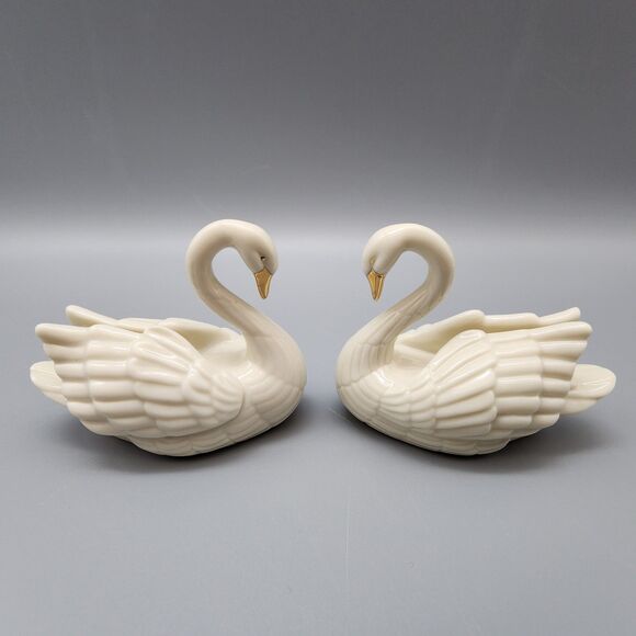 Lenox Swan Figurine Place Card Holder / Cake Topper Figure Gold Trim Vintage 2 - Picture 12 of 12